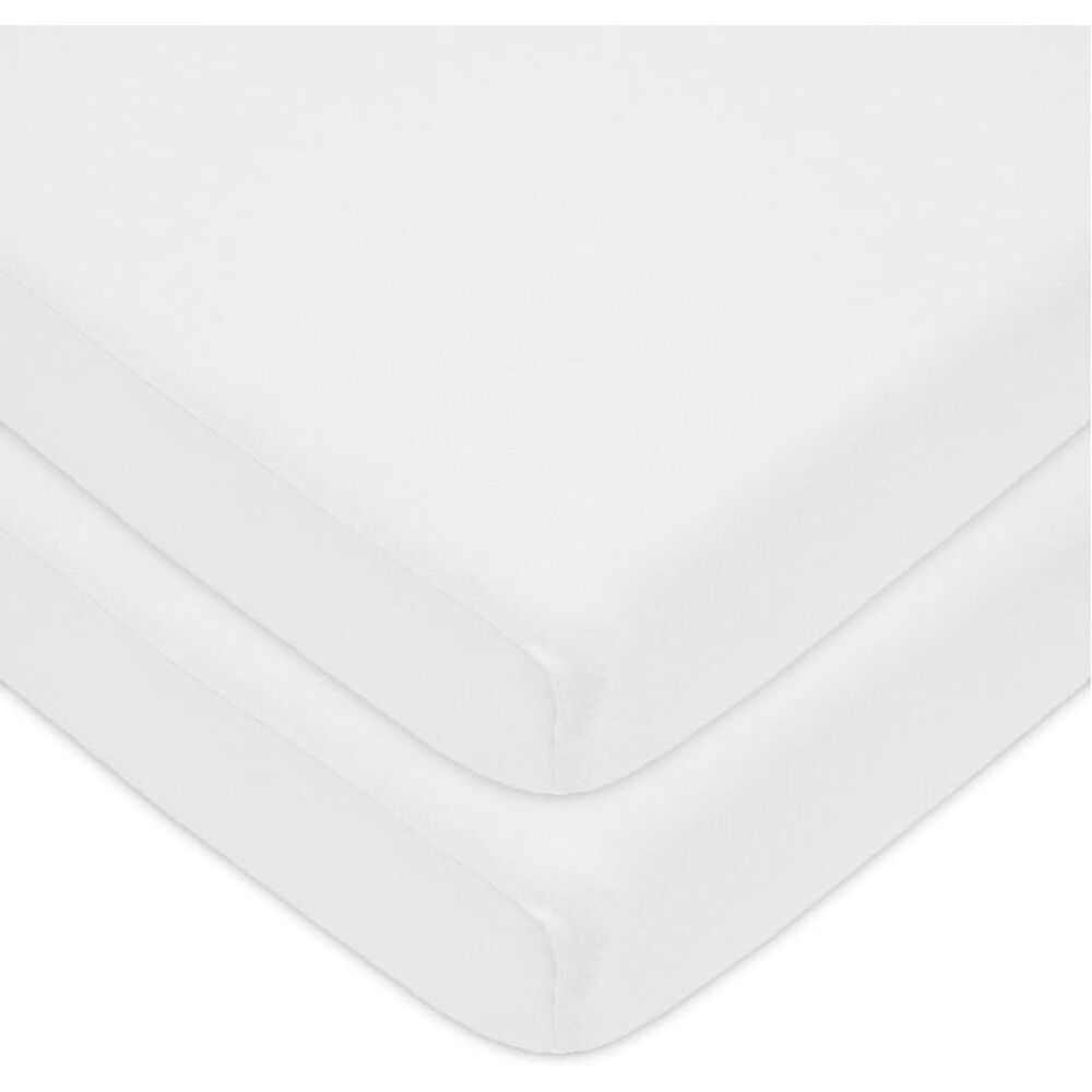 American Baby Company Knit Fitted Pack N Play Sheet- 2 Pack, White